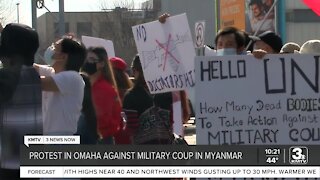 Protest held in Omaha against military coup in Myanmar