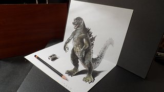 3D drawing of Godzilla