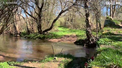 Un cycliste chute en traversant une rivière