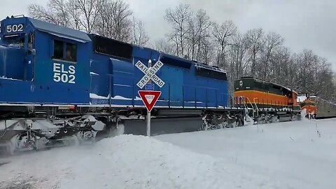 The E&LS Railroad Snow Plow Is On This Train Heading South! #trains #trainvideo | Jason Asselin