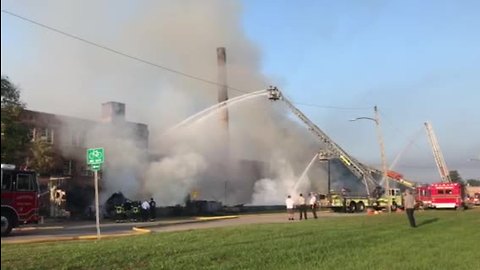 Crews battle structure fire in Hamilton