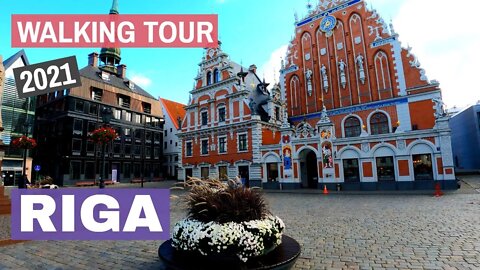 Riga, Latvia. Walking Tour of the Capital of Latvia 2021 (4K)