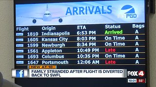 Family stranded after flight diverted mid-air