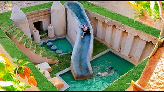 Building Cave Platinum Water Slide To Underground Swimming Pool With Private Living Room