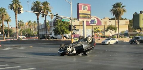 Vegas police arrest impaired driver after rollover crash