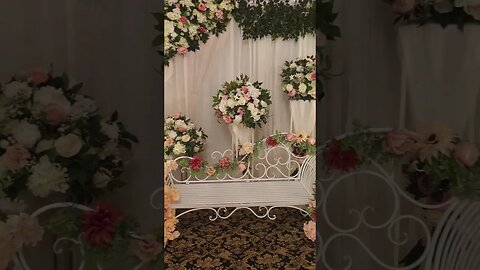 Wedding decorations white bench & flowers #shorts #youtubeshorts #wedding