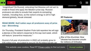 由於G7和歐盟的石油價格上限，俄羅斯可能最早在明年減少石油產量