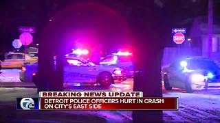 Detroit police officers hurt in crash on city's east side