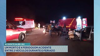 Acidente na BR-262: Um Morto e 4 Feridos em Acidente entre 2 Veículos durante o Feriado.