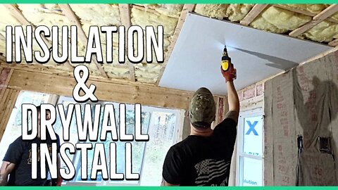 Insulating and Hanging Drywall ||Garage to Living Area Conversion||