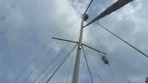 Inspecting Yankee Clipper mast