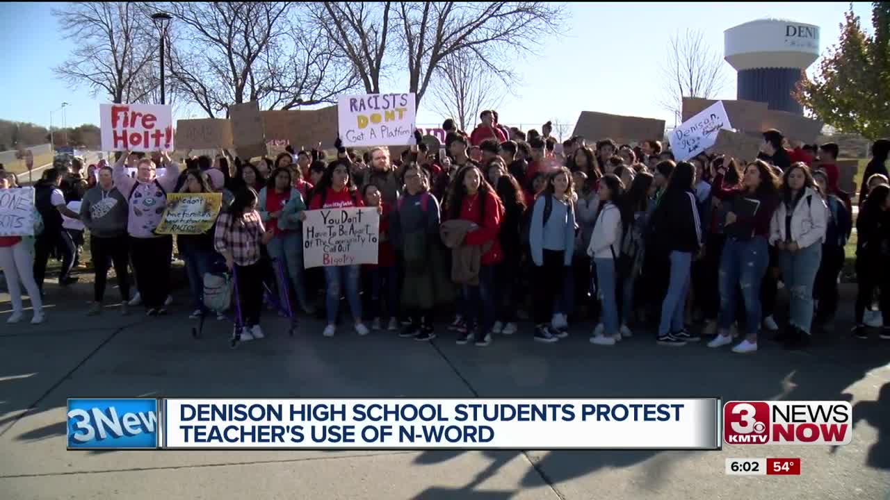 Denison High School students protest teacher's use of n-word