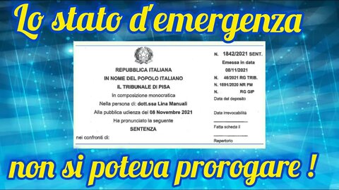 Tribunale di Pisa - LA SENTENZA CHE ANNULLA I DPCM E I DECRETI LEGGE !