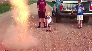 Little boy sees fireworks for the first time