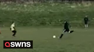 Watch this 12-year-old goalkeeper scoring a David Beckham-style wonder goal
