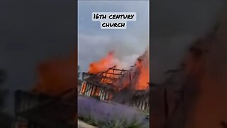 16th century church burns to ground in France during riots. #short #shorts #france #riot #protest