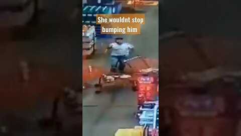 she wouldn't stop bumping him, lady hit with cart