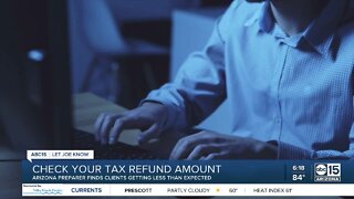 Tax preparer noticing lower-than-expected tax refunds