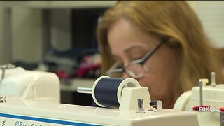 Group sewing masks for local people in need