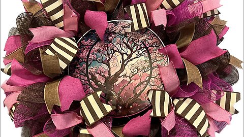 Cherry Blossom Tree Deco Mesh Wreath |Hard Working Mom |How to