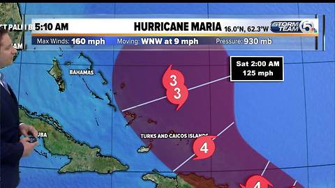 5:10 a.m. update: Hurricane Maria a Cat. 5 with 160 mph