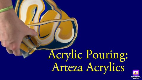 (69) Arteza Acrylics -Gorgeous Blue and Gold Acrylic Pouring