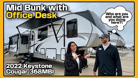 Mid-Bunk With an Office Desk! Plus a New Guest? 2022 Keystone Cougar 368MBI RV Tour