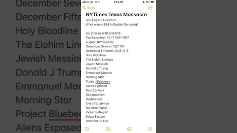 NYT “Texas Massacre” 888 English Gematria Alien Contact Depopulation Destruction End of Existence