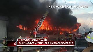 Hillsborough Co. Fire Rescue battles 3-alarm warehouse fire in Tampa