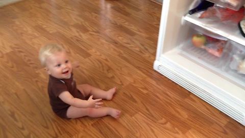 Baby Boy Cries When Mom Closes the Fridge and He Loses Sight of the Food