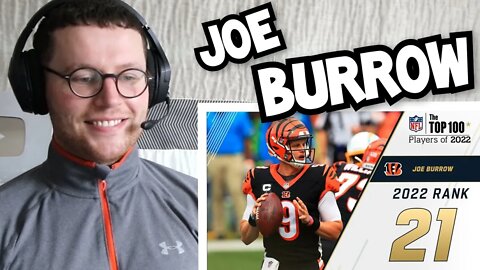 Rugby Player Reacts to JOE BURROW (Cincinnati Bengals, QB) #21 NFL Top 100 Players in 2022