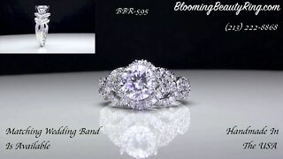 BBR-595 6 Prong Beautiful Crossover Pave Set Designer Engagement Ring