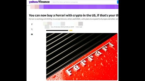 Crypto News : Got crypto get a Ferrari / Wrapped CBDCs?