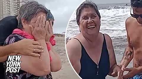 Mom, 72, sees the ocean for the first time in emotional video