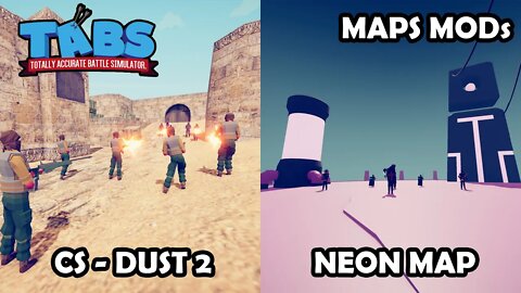 Mapas DUST2 e NEON! MODs! Totally Accurate Battle Simulator TABS Gameplay PT BR