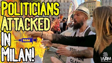 EXCLUSIVE: Politicians ATTACKED At MASSIVE Anti-Vaccine Passport Protest In Italy! - MUST SEE!