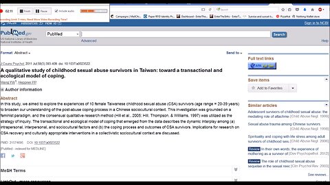 T.E.M.O.C. (COMET) "Sex Abuse Study" Exposes #PIZZAGATE! Transactional Model Of Coping - 2016