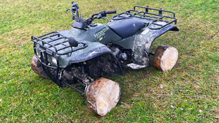 Fourwheeler on WOODEN WHEELS goes Off-Roading