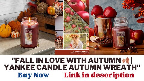 "Experience the Essence of Fall with Yankee Candle Autumn Wreath | 22oz Classic Jar Candle"