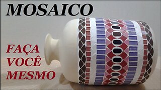 DIY - VASO DE CERÂMICA COM MOSAICO - PASTILHAS DE VIDRO E AZULEJOS @lucibuzo