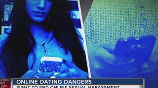 Woman fighting against harassment on dating sites