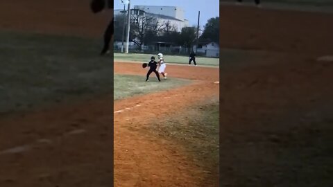 Playing first base [7yr old] #shorts