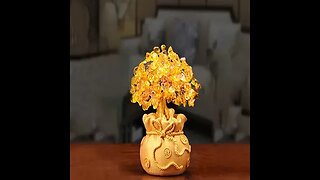 NATURAL CITRINE MONEY TREE GEMSTONE ORNAMENT - FENG SHUI FOR PROSPERITY