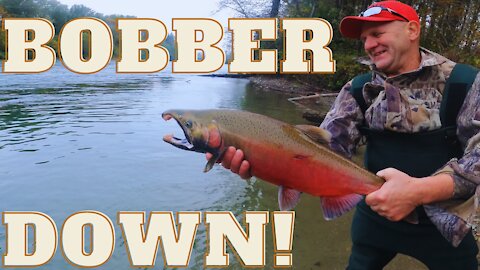 |4K| EPIC BOBBER DOWNS! Catching Coho & King Salmon w/ Bobber & Eggs/Roe/Skein