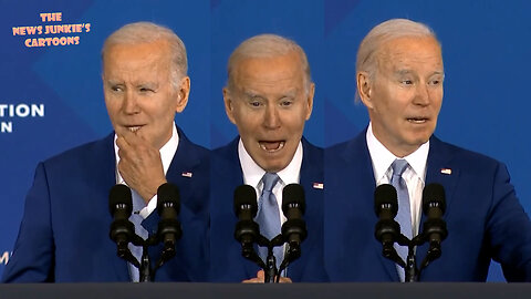 Obviously Biden reads his speech off his giant teleprompters for the first time trying to figure out how to pronounce names.