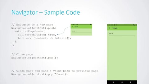 Flutter Navigation using Navigator PageRouteBuilder Transitions