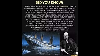 FEDERAL RESERVE INVOLVEMENT IN SINKING THE TITANIC