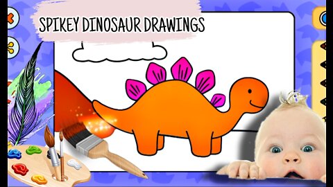 How to draw a SPIKEY DINOSAUR DRAWINGS| keep easy step by step dionosaur drawwith mobile