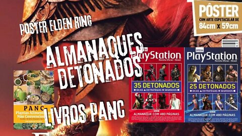 Pacotão Almanaques de Detonados PlayStation, Livros PANC e Pôster Elden Ring da Editora Europa