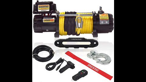 ZEAK 5500 lb Synthetic Rope Winch, with Wireless Remote Bracket, Handlebar Switch, for ATV UTV...